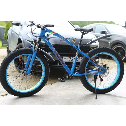 Велосипед Фэтбайк на спицах Richiesto ТТ034 21s 26 Стальная рама Для активного отдыха Унисекс темно- голубой 2719700₽