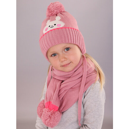фото Шапка бини поляярик, размер 46-48, бесцветный, розовый