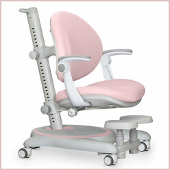 Растущее детское кресло для дома Ortoback Plus Pink (арт. Y-508 KP Plus) для обычных и растущих парт + подлокотники + подставка для ног + чехол