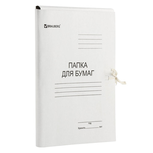 Папка для бумаг с завязками картонная мелованная BRAUBERG, 440 г/м2, до 200 листов, 110925