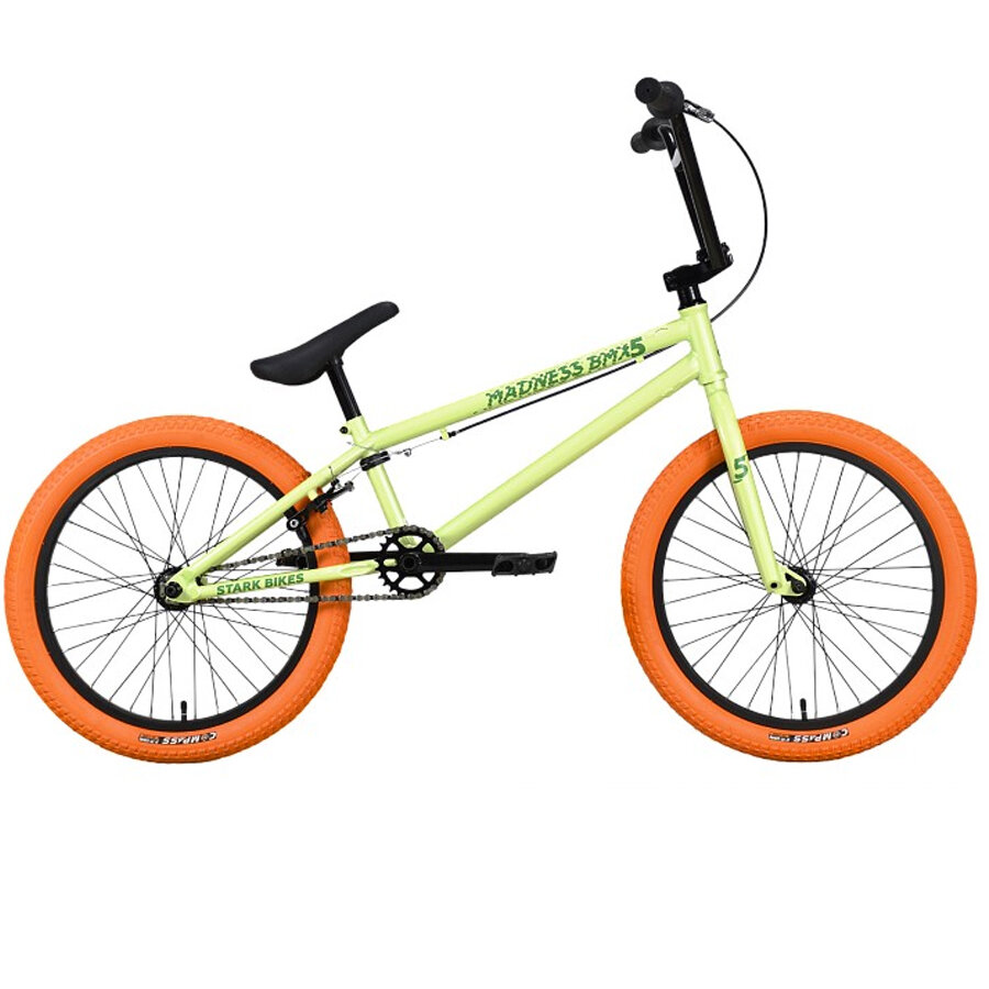 Экстремальный взрослый трюковый велосипед Stark'23 Madness BMX 5 оливковый/зеленый/оранжевый