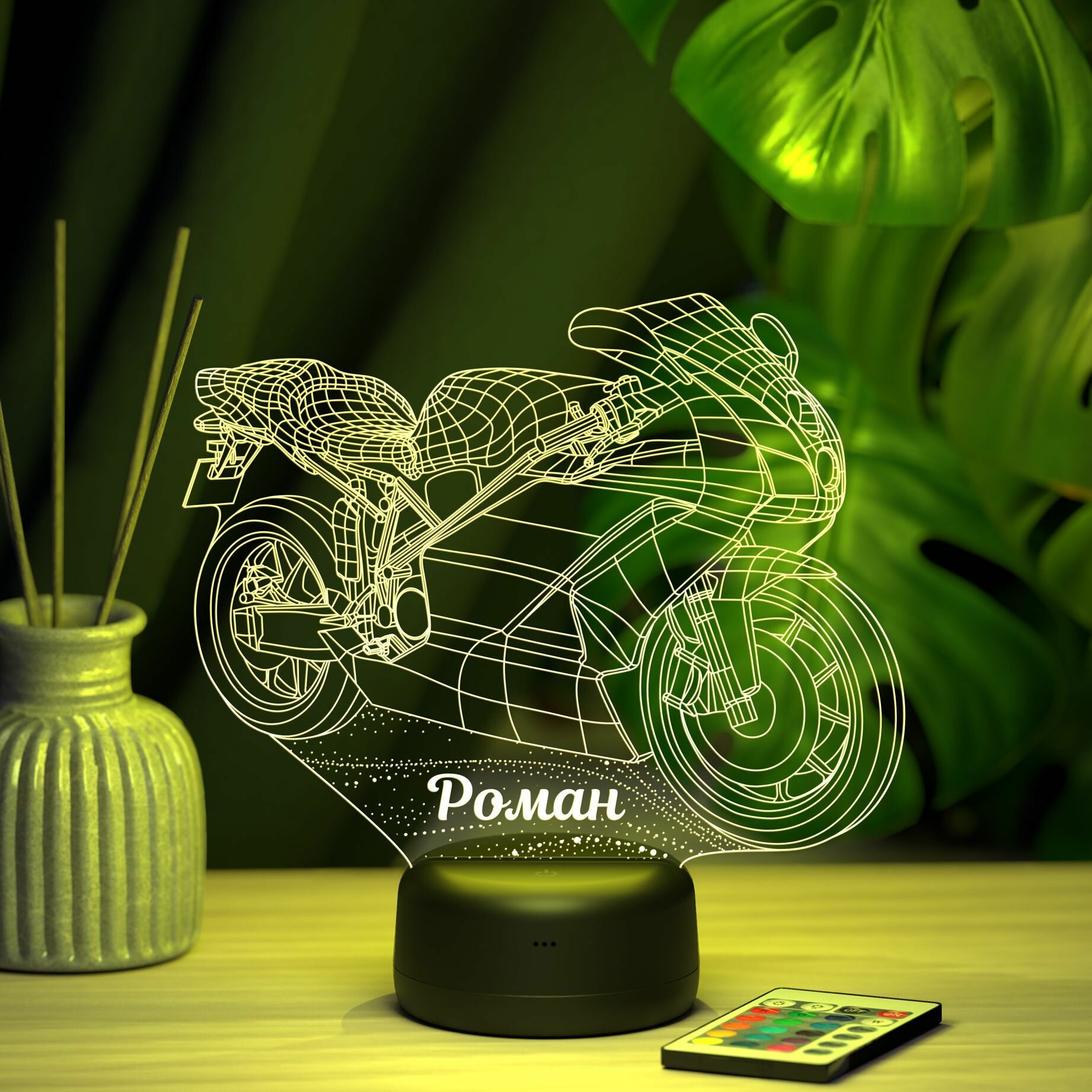 Ночник "Мотоцикл с именем Роман" - подарок близким