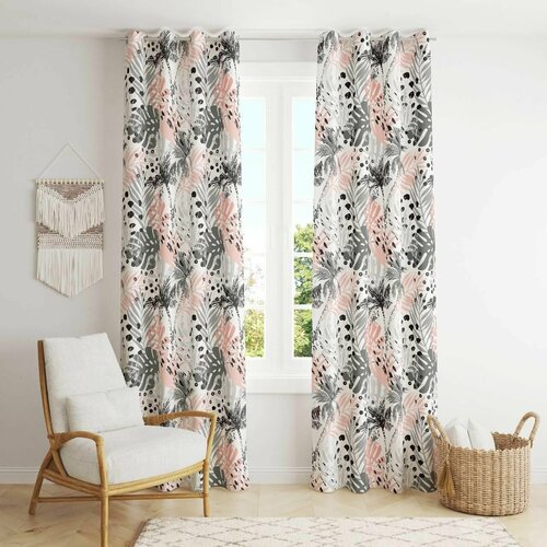 Комплект штор из блэкаута, Пудровые пальмы, 150/260 - 2 полотна