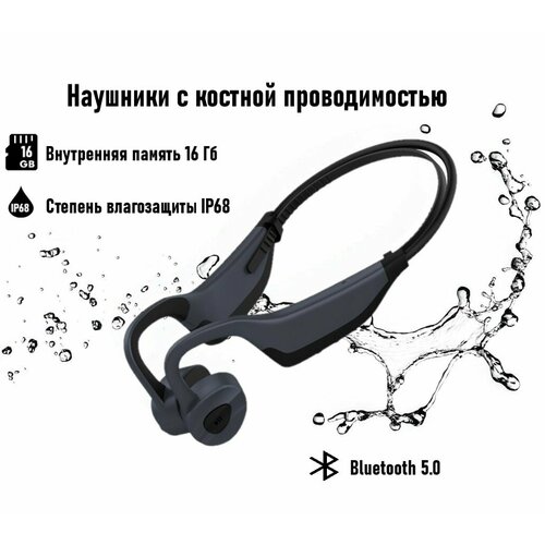 Беспроводные наушники с костной проводимостью IP68 и внутренней памятью 16 ГБ для плавания и спорта 8499₽