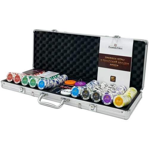 Покерный набор HitToy Monte Carlo 500 фишек с номиналом в чемодане набор для покера monte carlo на 300 фишек 14г с сукном в подарок покерный набор monte carlo 300