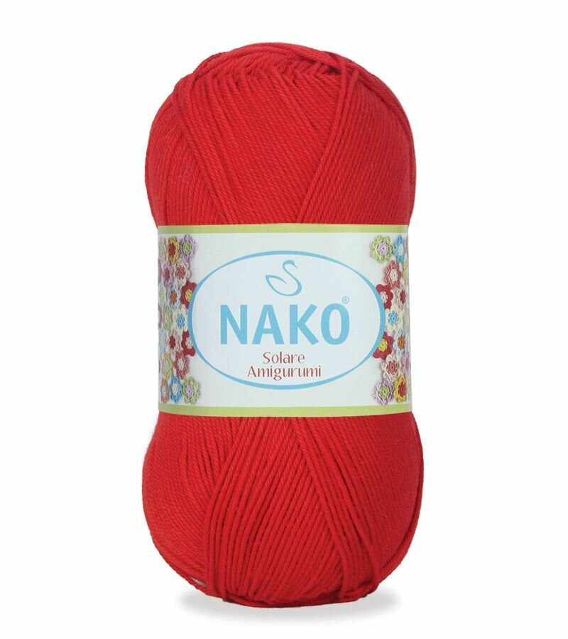 Пряжа NAKO Solare Amigurumi (Нако), красный - 6951, 100% хлопок, 5 мотков, 100 г, 300 м.