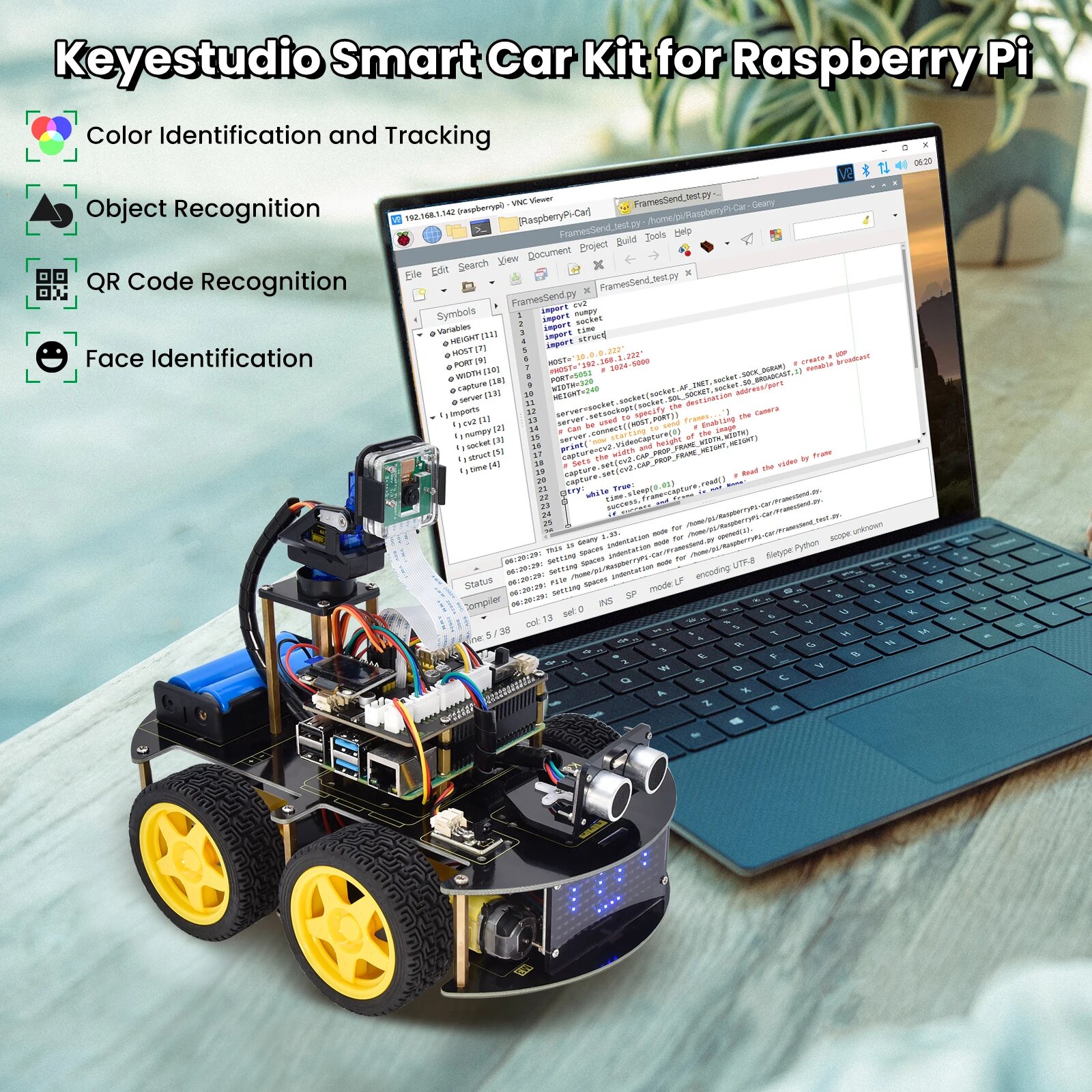 Keyestudio KS0223 Робот-автомобиль для Raspberry Pi 4B, NO RPI 4B Board