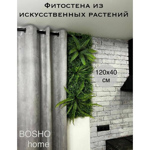 Фитостена декоративная модульная Три папоротника в размере 120х40 см