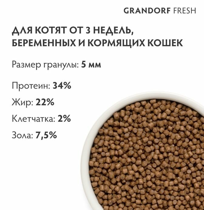 Grandorf Fresh Cat Kitten Lamb&Sweet Potato сухой корм для котят и беременных кошек с ягненком и бататом 2кг — фото 1