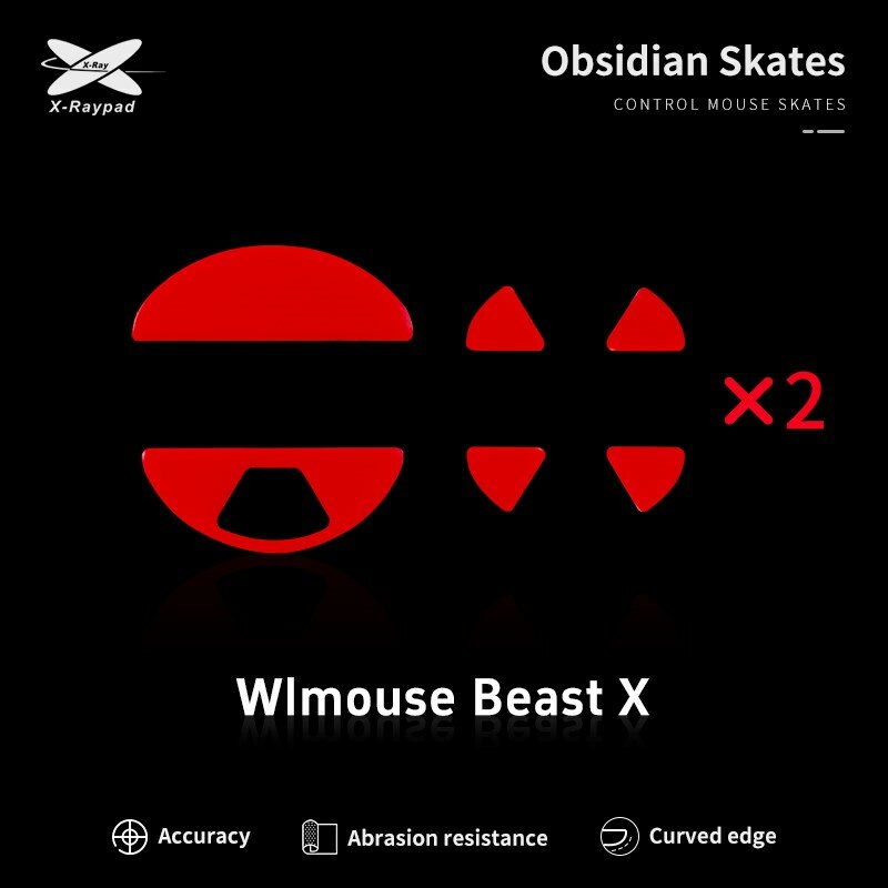Ножки для мыши (глайды) X-raypad Obsidian Control для WLMouse Beast X, комплект из 2-х наборов
