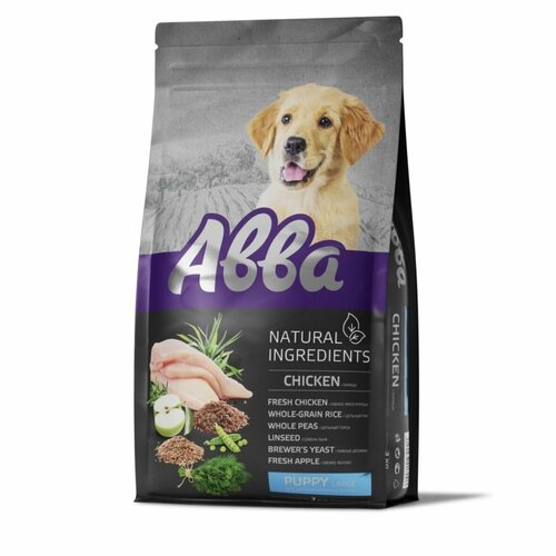 Abba Natural Сухой корм для щенков крупных пород Курица 3 кг