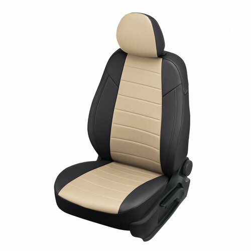 фото Комплект чехлов автопилот экокожа ford focus iii sport/titanium sd/hb/wag с 11г. черный + бежевый autopilot
