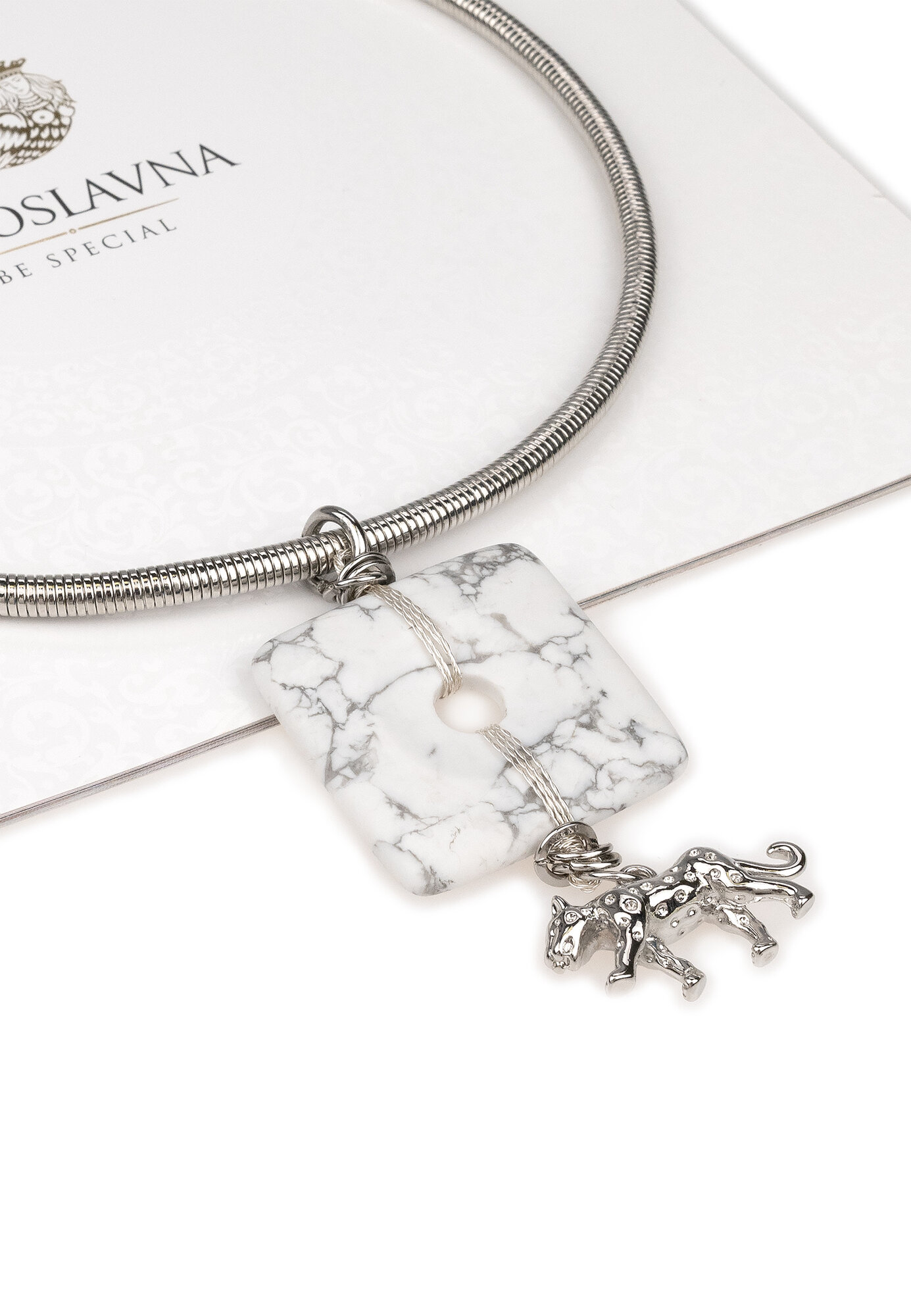 Колье YAROSLAVNA, длина 44 см, серый, серебряный — фото 1