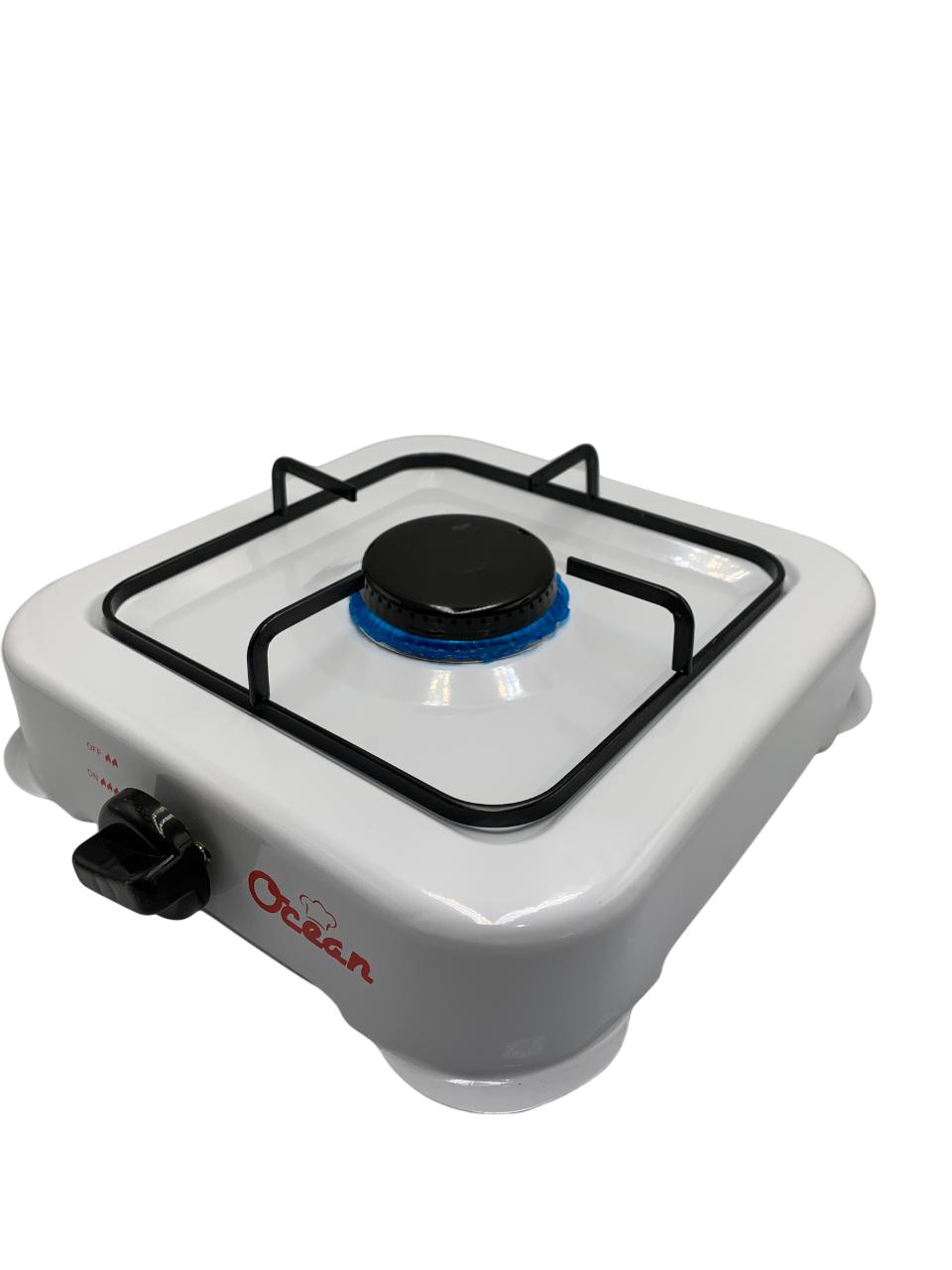Настольная газовая плита "OCEAN" 2811, эмалированная сталь, с нержавеющей сталью, белая — фото 1