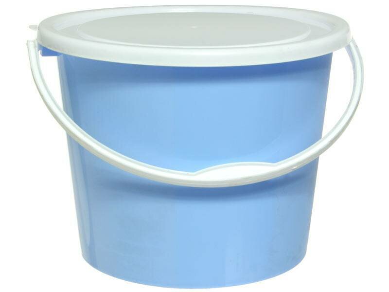 Ведро пластиковое 5л с крышкой прочное легкое белая ручка Россия