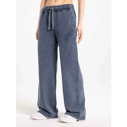 фото Брюки streetbeat pant straight washed french terry, размер m, серый/синий