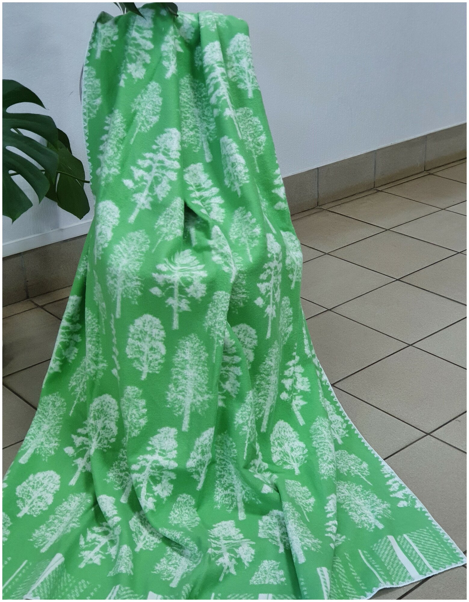 Одеяло 100% хлопок 170x205 жаккард арт. 16_23 Деревья зеленые