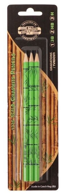 Набор карандашей чернографитных 3 штуки Koh-I-Noor SCALA 1736 3B-H, блистер./В упаковке шт: 1