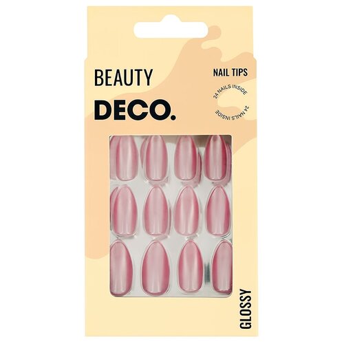 Купить Набор накладных ногтей DECO. GLOSSY rose shine (24 шт + клеевые стикеры 24 шт)