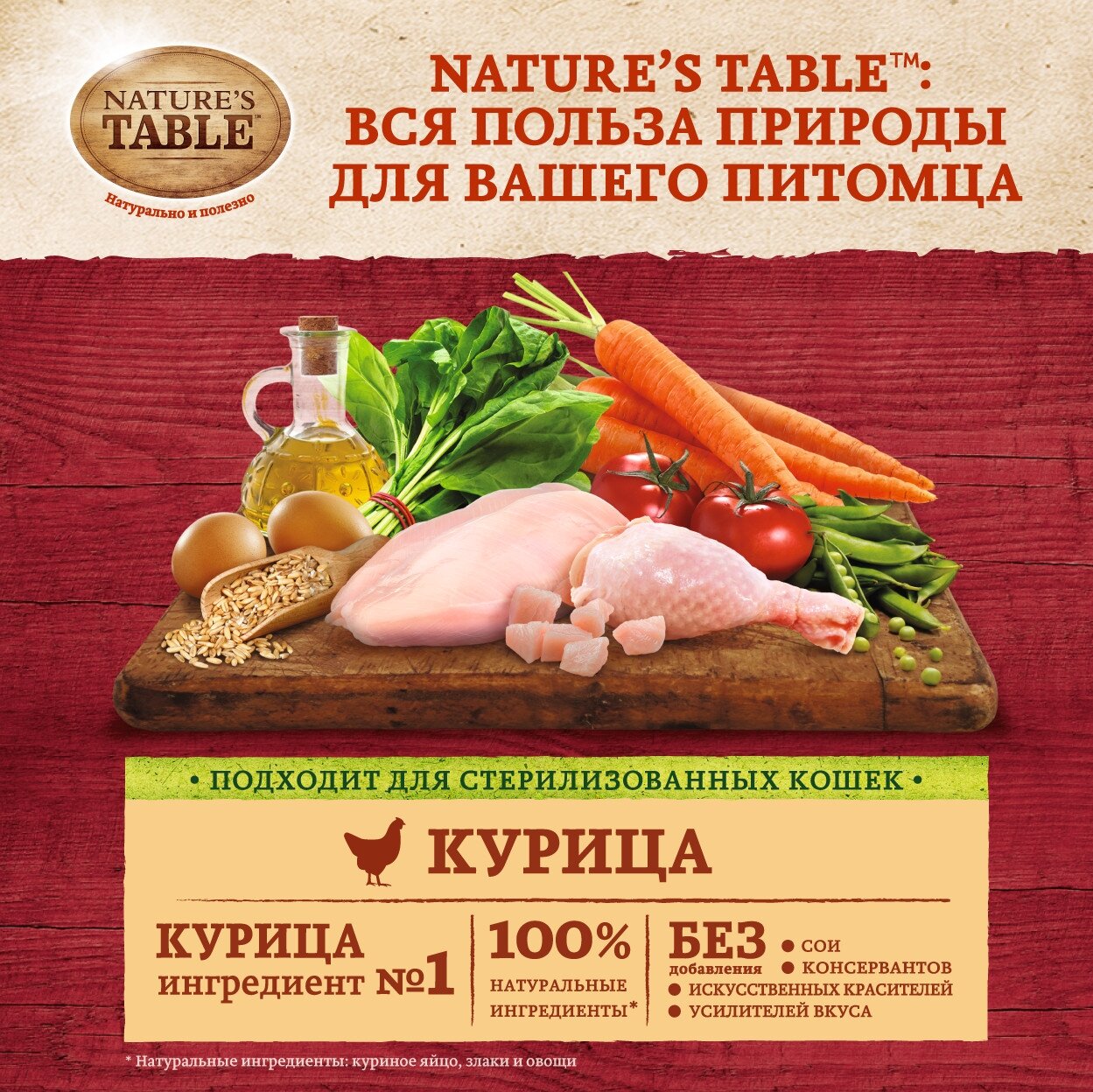 Сухой корм для кошек Nature's Table с курицей 650 г