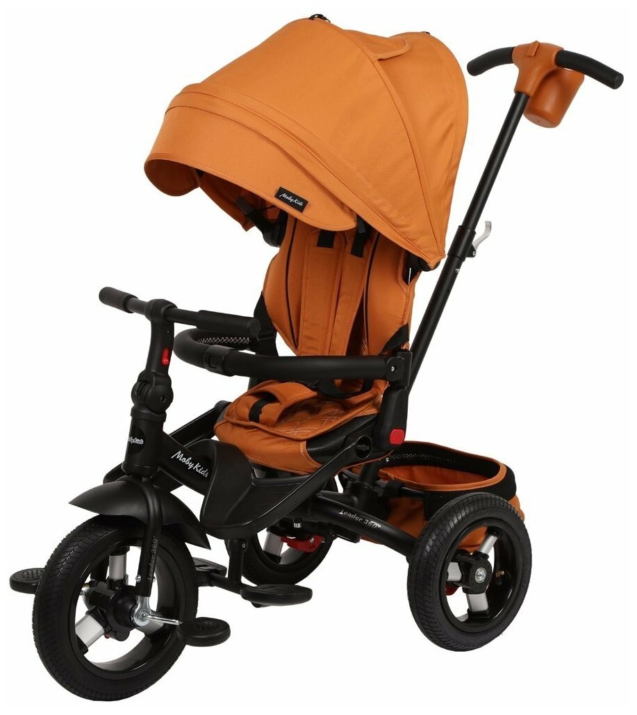 Велосипед 3 кол. Leader 360, 12x10 AIR коричневый, экокожа Moby Kids 641488