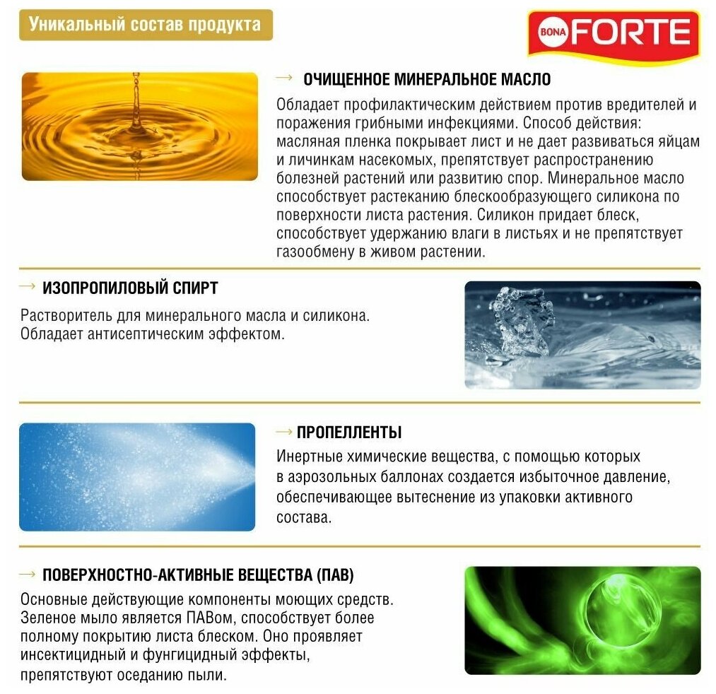 Блеск для листьев, Bona forte 500 мл Боне Форте - фотография № 4