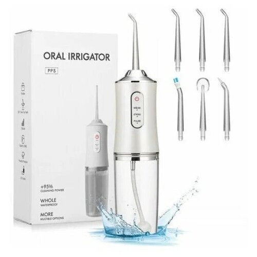 Ирригатор для полости рта портативный Oral Irrigator PPS / аппарат для чистки зубов, белый