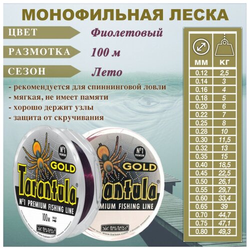 леска tarantula spider grey 0 20мм 100м Леска Balsax Tarantula Gold 0.20 100м