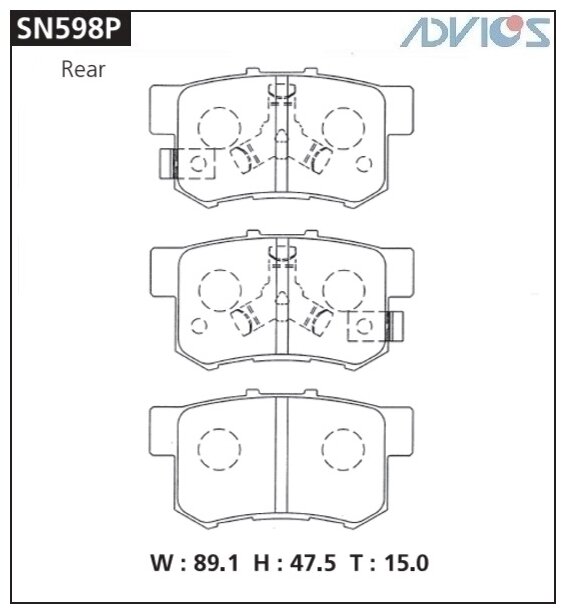 Дисковые тормозные колодки задние ADVICS SN598P для Honda CR-V Honda Crosstour Great Wall Safe Honda Accord (4 шт.)