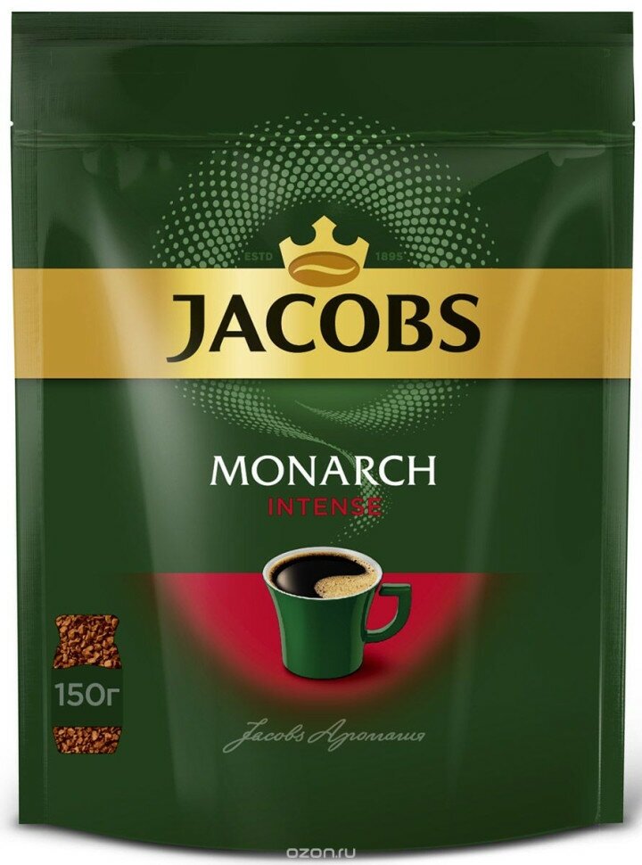 Кофе растворимый Jacobs Monarch Intense, м/у, 150 г 1776413