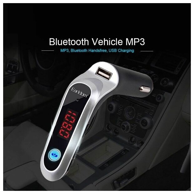 FM-трансмиттер блютуз (модулятор автомобильный) в авто Bluetooth, 1xUSB 2.4А, microSD, AUX / зарядка в машину для телефона