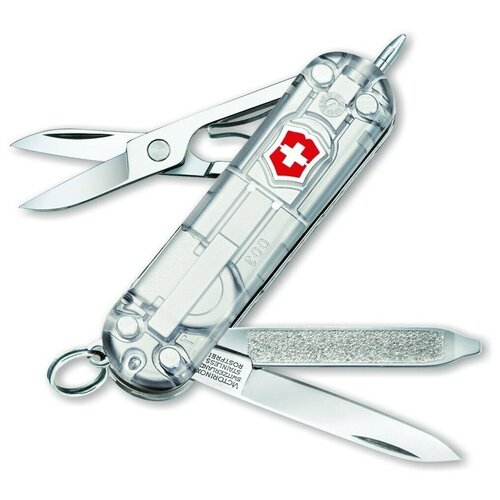 фото Victorinox нож-брелок, 58, victorinox (викторинокс) signature lite silvertech серебристый,чехол, 0.6226.t7