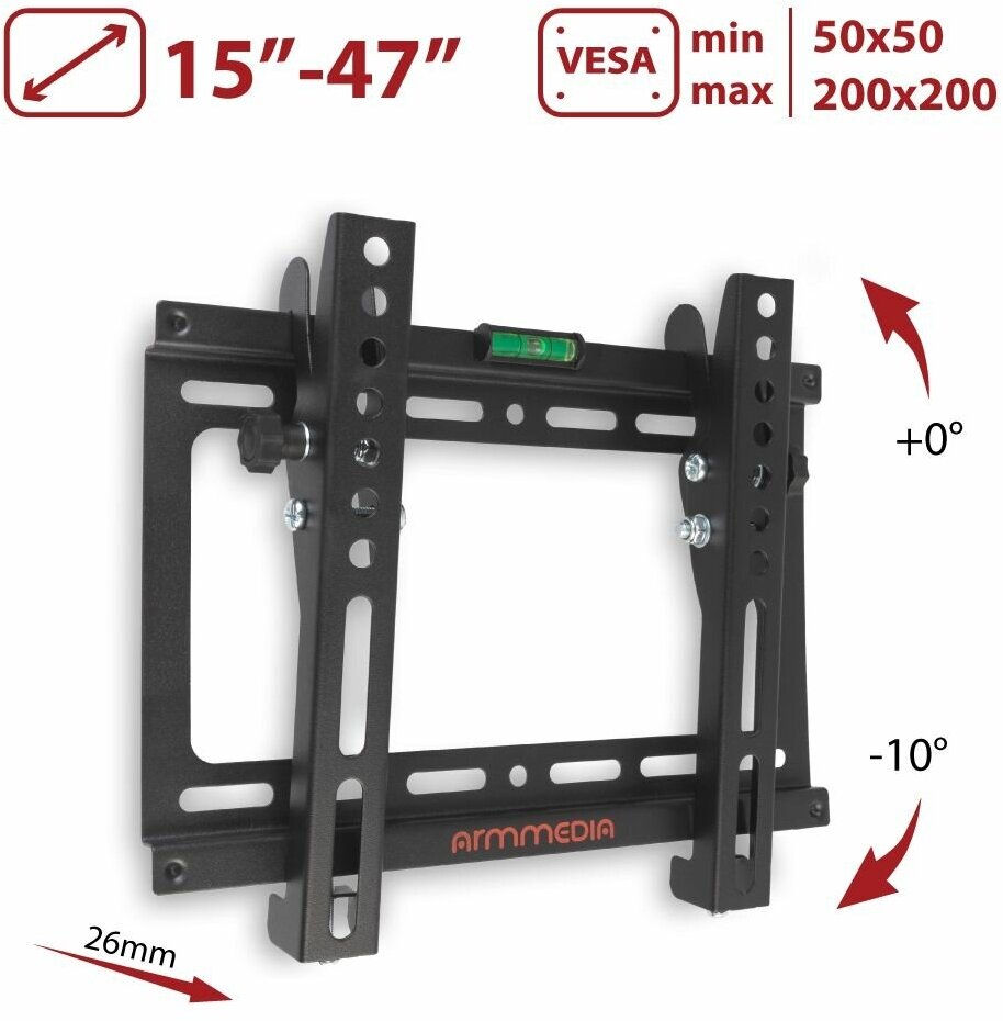 Кронштейн наклонный ARM Media STEEL-6 15-47' до 35кг Vesa до 200x200