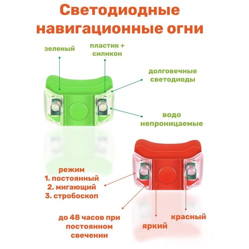 фото Светодиодные навигационные ходовые огни для лодки пвх комплект (красный и зеленый) нет