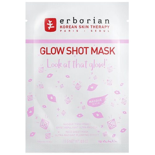 Erborian Тканевая маска Glow Shot с перламутровыми частицами, 15 г