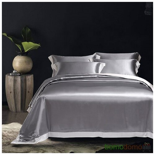 PLAZA GREY Евро: Шелковое постельное белье, 100% Mulberry