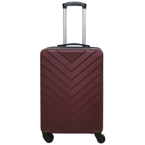 Чемодан, чемодан на колесиках , размер L, пластиковый чемодан цвет бордовый , прочный чемодан