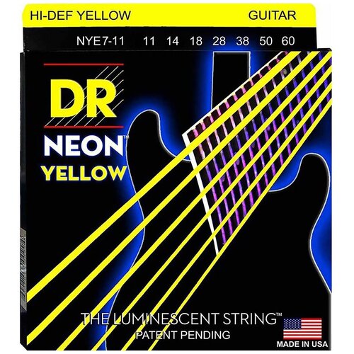 Струны для 7-ми струнной электрогитары DR String NYE7-11 neon orange комплект струн для электрогитары никелированные с покрытием 9 42 dr noe 9