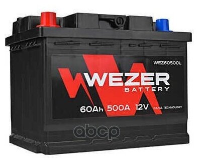 Wez60500l_аккумуляторная Батарея! 60ah 500a +Слева 242/175/190 WEZER арт. WEZ60500L