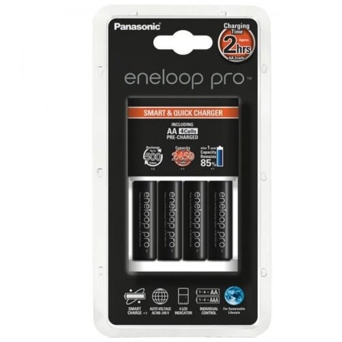 ЗУ для Ni-Mh/Ni-Cd аккумуляторов Panasonic SmartPlus Charger Eneloop Pro + 4AAx2500mAh K-KJ55HCD40E, 1шт.