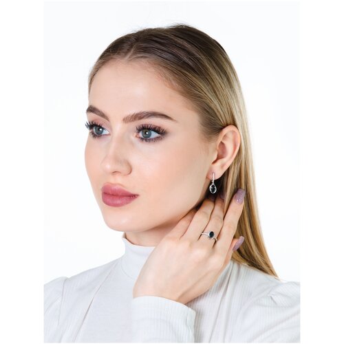 фото Кольцо помолвочное великолепный век кр-622-77н, серебро, 925 проба, родирование, опал, размер 17.5, белый, коричневый