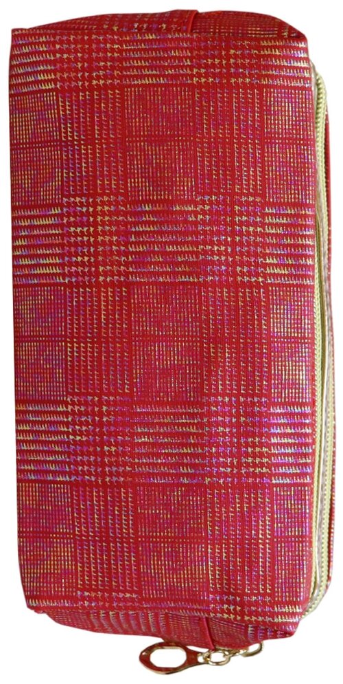 Косметичка Crystel Eden, 8х9х19 см, красный, золотой