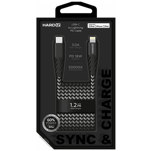 Кабель Type-C-Lightning PD Hardiz Lifeproof 1,2м black