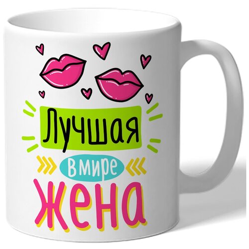 фото Кружка белая к 8 марта лучшая в мире жена - губы, сердечки drabs