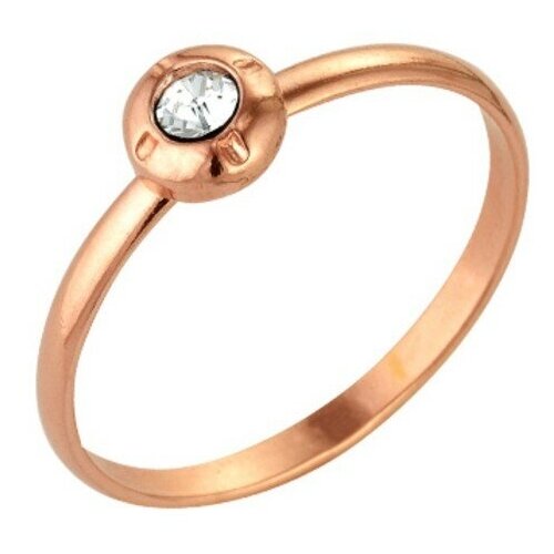 фото Красная пресня кольцо "классика" круг со вставкой, позолота, 18 размер