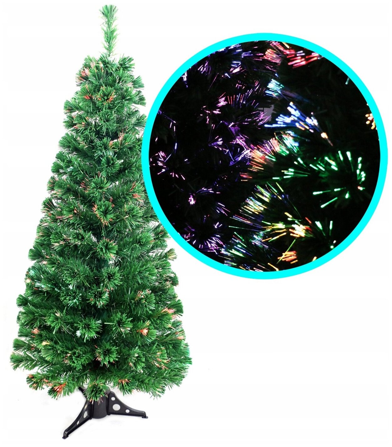 Искусственная светящаяся елка / ель со светодиодами и LED звездой / 90 см / Зеленая