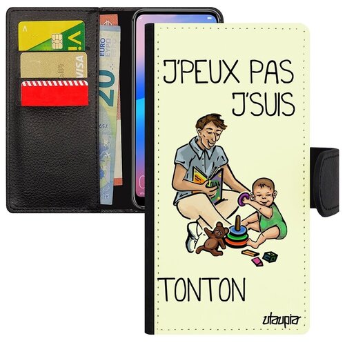 фото Защитный чехол книжка на смартфон // galaxy a40 // "не могу - стал дядей!" юмор прикольный, utaupia, белый