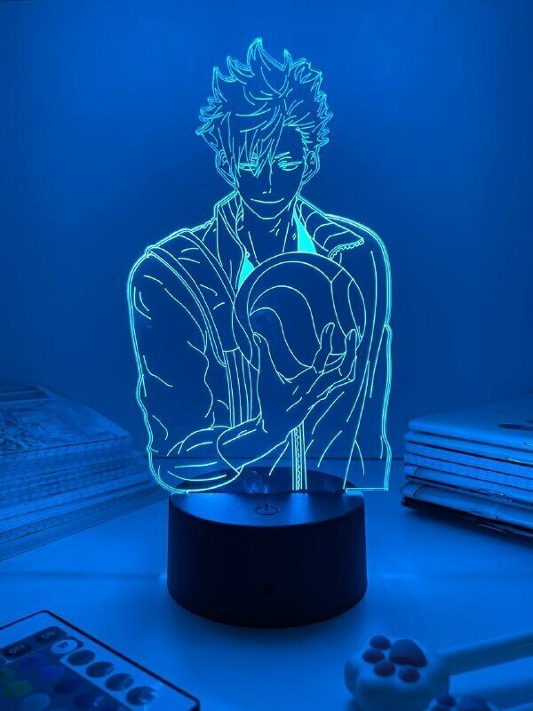 3D светильник-ночник, лампа по аниме: Волейбол!! , Haikyuu!! , Тэцуро Куроо , 16 цветов - фотография № 5
