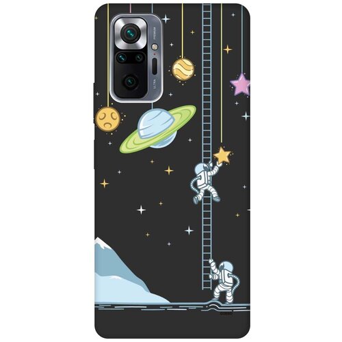 Матовый Soft Touch силиконовый чехол на Xiaomi Redmi Note 10 Pro, Сяоми Редми Ноут 10 Про с 3D принтом Ladder into Space черный матовый soft touch силиконовый чехол на xiaomi redmi note 8 pro сяоми редми ноут 8 про с 3d принтом ladder into space черный