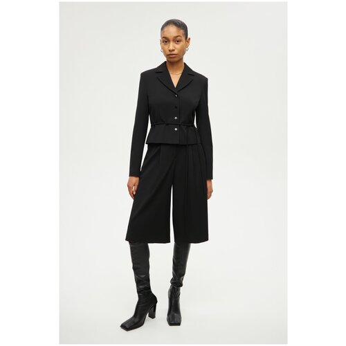 Брюки кюлоты  SHI-SHI, свободный силуэт, классический стиль, размер 40, черный